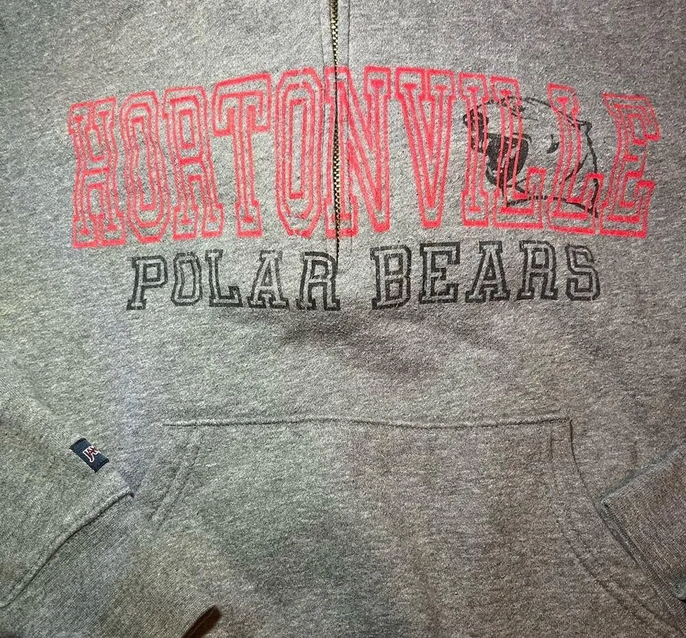 Gray, Red, and Black Hortonville Jansport Quarter Zip Up. Has a Pocket. - Image 4