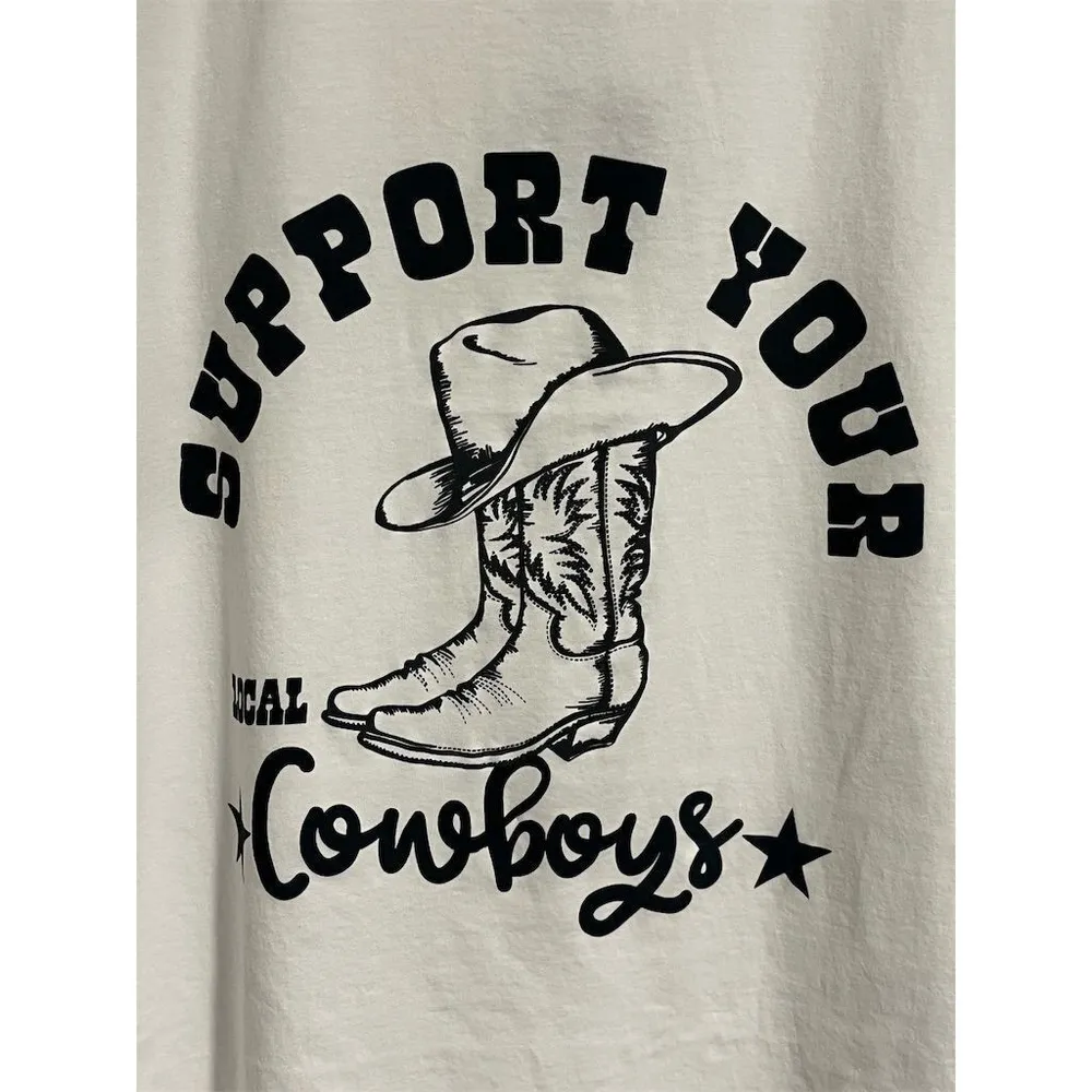 Charlotte Russe T-Shirt Women's XL White Graphic Support Your Local Cowboys NEW - Image 5