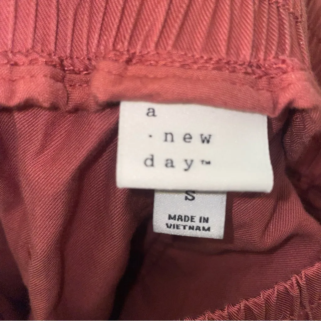 A New Day Jogger‎ Pants Small Red Rust Lyocell Cotton Drawstring Waist Pockets - Image 9