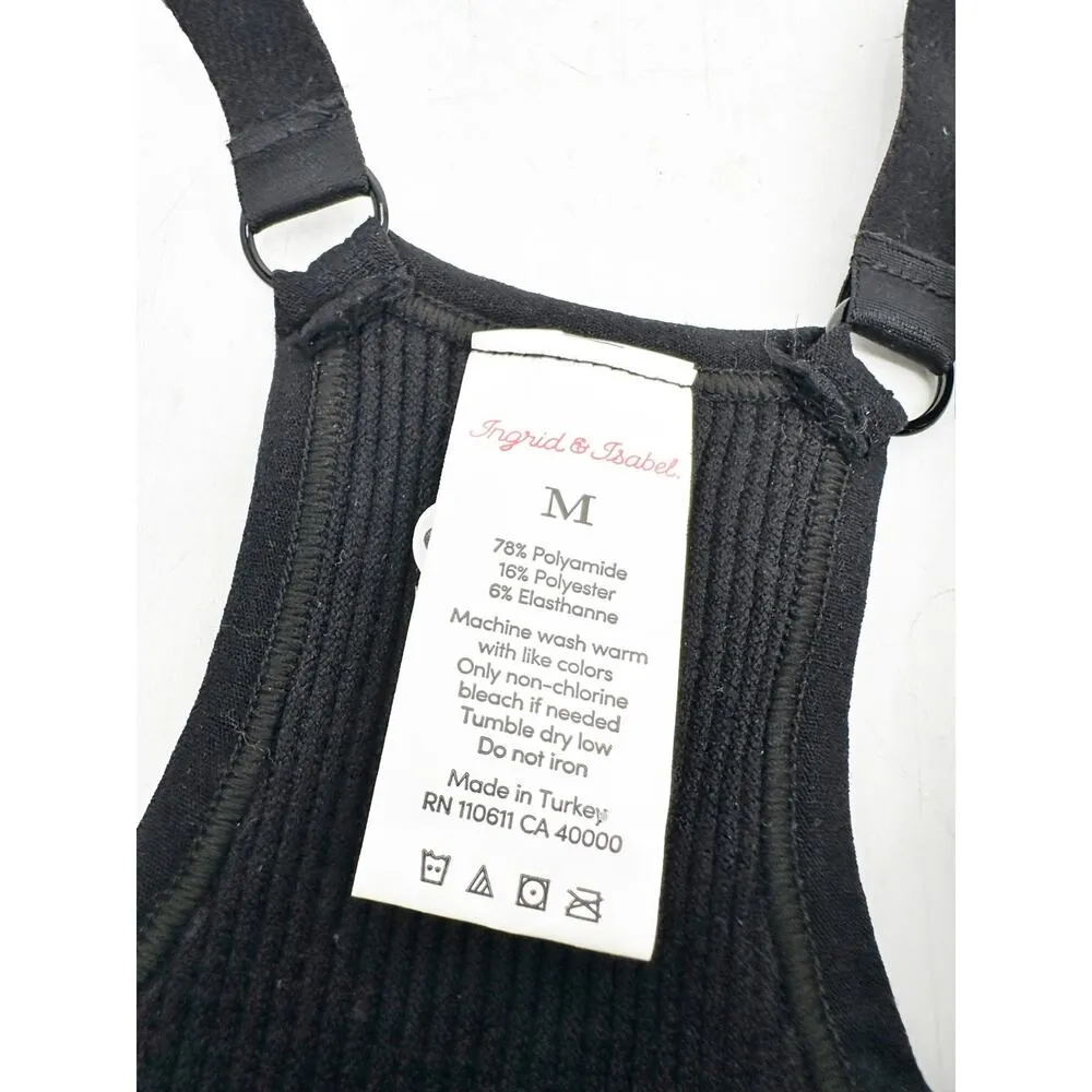 Ingrid and Isabel The Nursing + Maternity Black Ribbed Racerback Sports Bra M Size M - Image 5