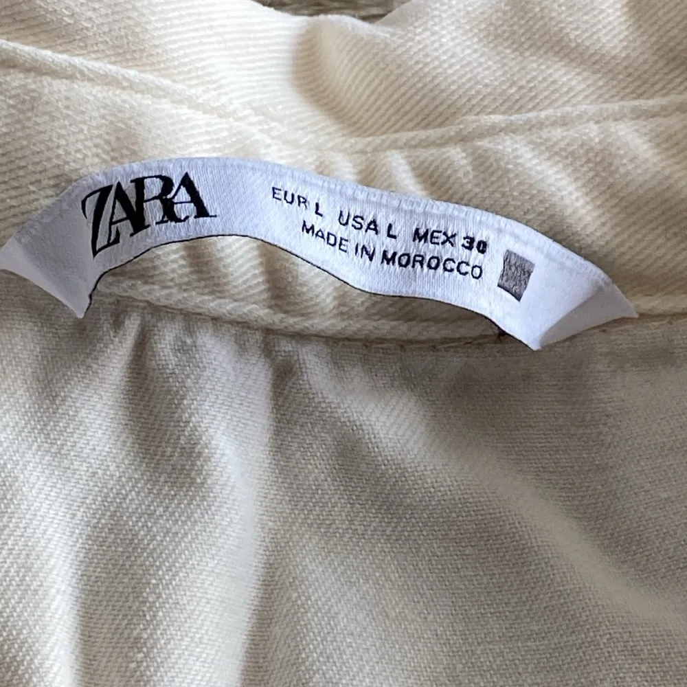 poplin long collared shirt dress tiered cream ivory ecru 3/4 sleeve large - Image 5