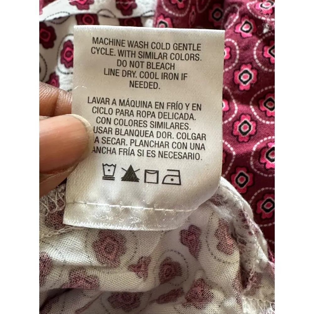 Laura Scott Petite Red & White Floral Print Blouse 3/4 Sleeve Tie Neck Basic - Image 7