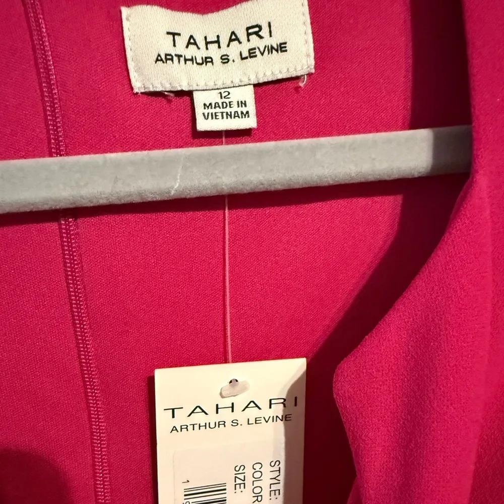 Tahari shocking pink v neck sheath dress sz 12 NWT - Image 3