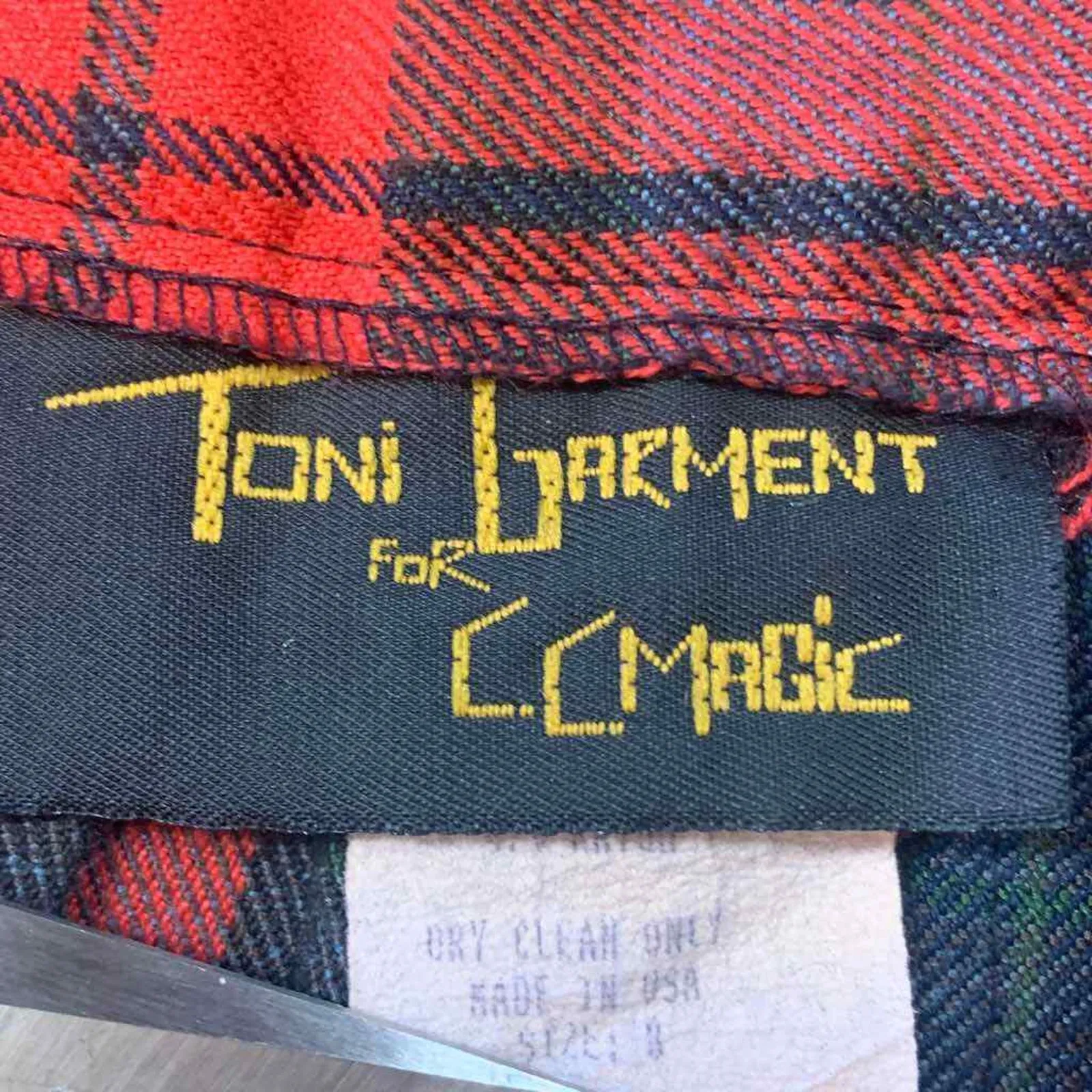 Vintage 80s Toni Garment C.C. Magic Red Black Plaid Pleated Skirt Size 8 USA - Image 8