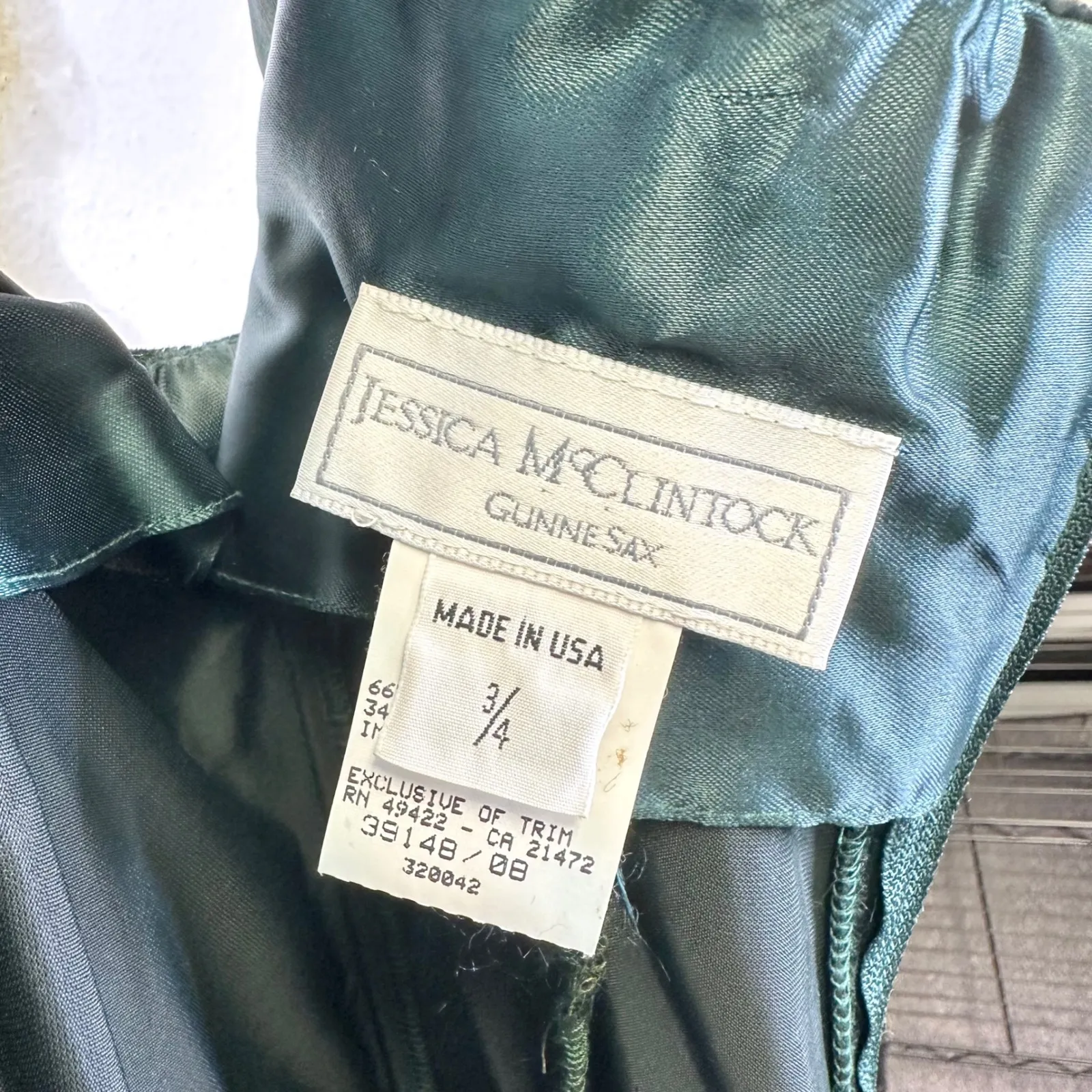 Jessica McClintock Gunne Sax Lace Trim Velvet V-Neck Dress Green Size 3/4‎ - Image 6