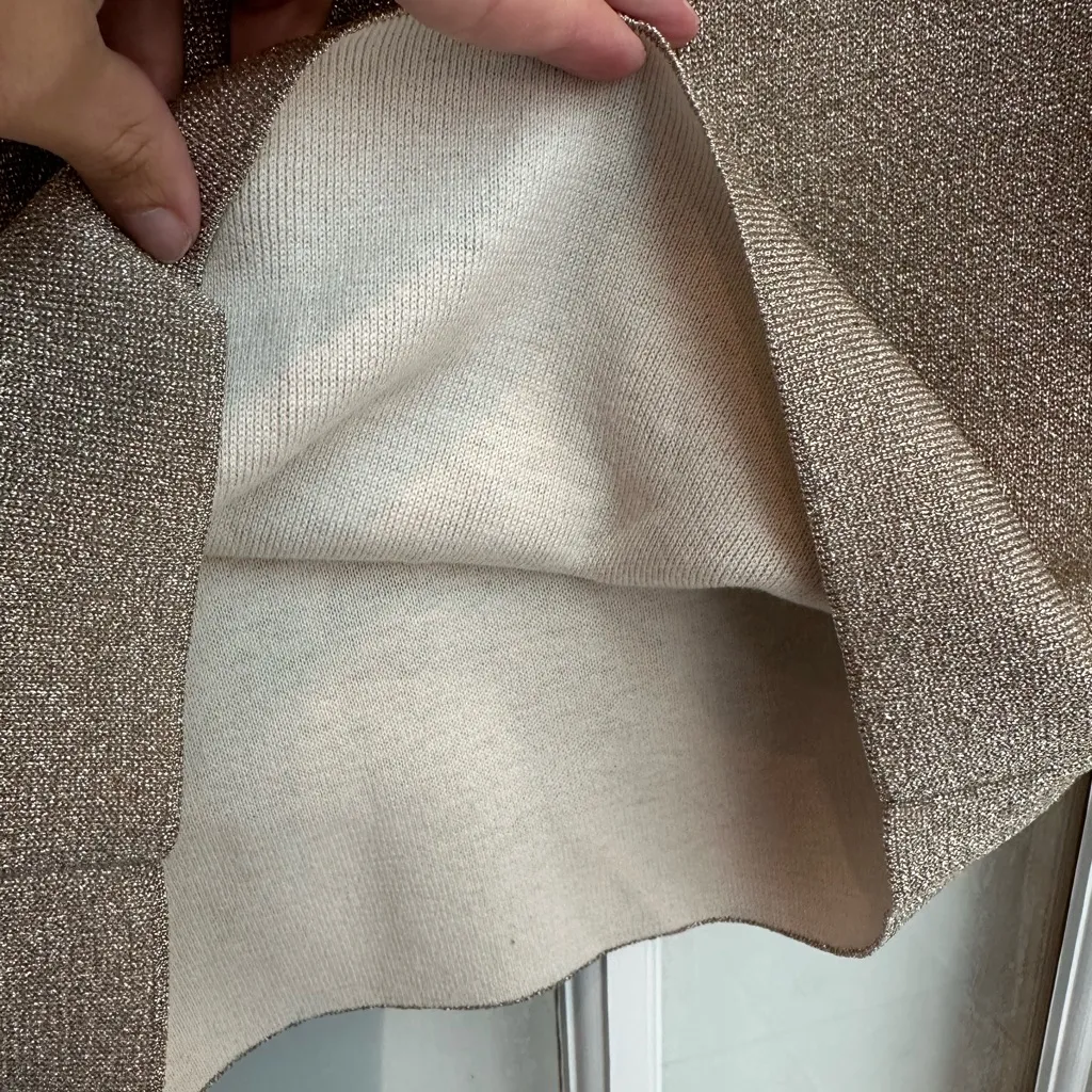 J. Crew Metallic Shimmer Gold Glitter Lurex Sweater Tube Pencil Skirt Size Small - Image 11