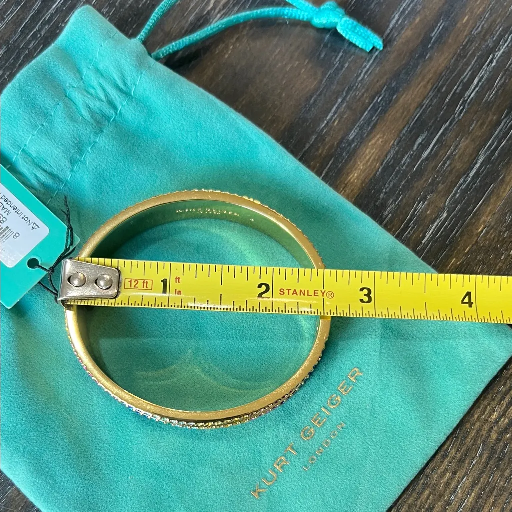 Kurt Geiger Signature Southbank Rainbow Pavé Gold Bangle Bracelet - Image 6