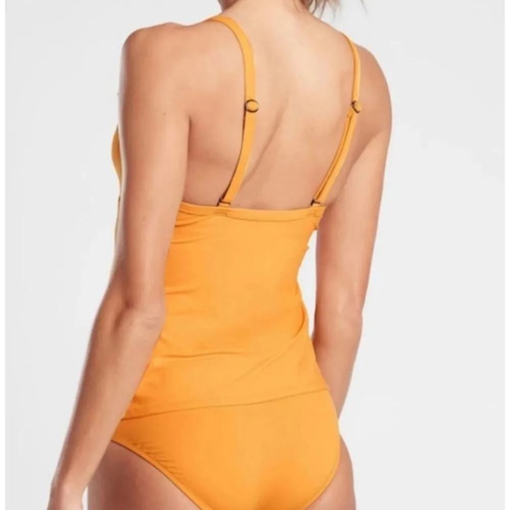 Athleta Twist Up Tankini Swim Top Strappy Mustard Yellow 32B/C - Image 3