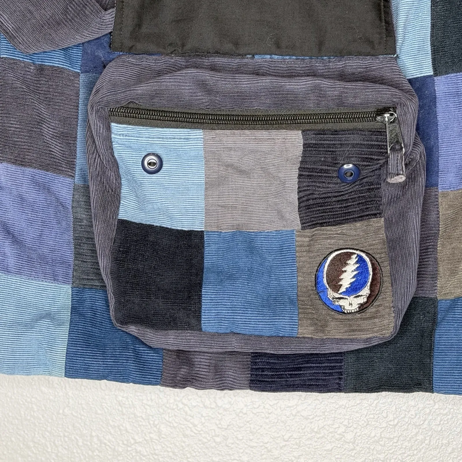Gypsy Rose Y2K  Grateful Dead Patchwork Corduroy Tote Backpack Boho Bag - Image 4