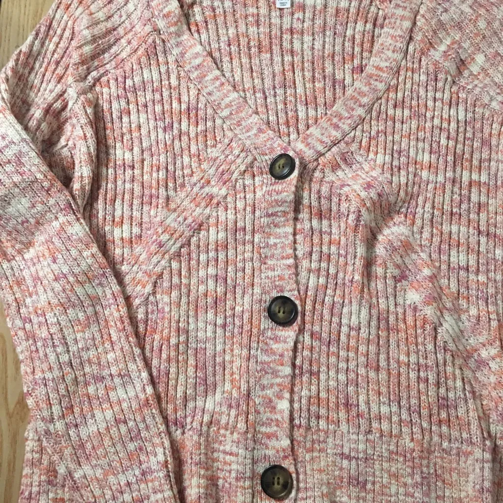 #5 Womens Time and Tru Pink Cardigan Sweater Pink White Marble Size Large 12 - Image 2