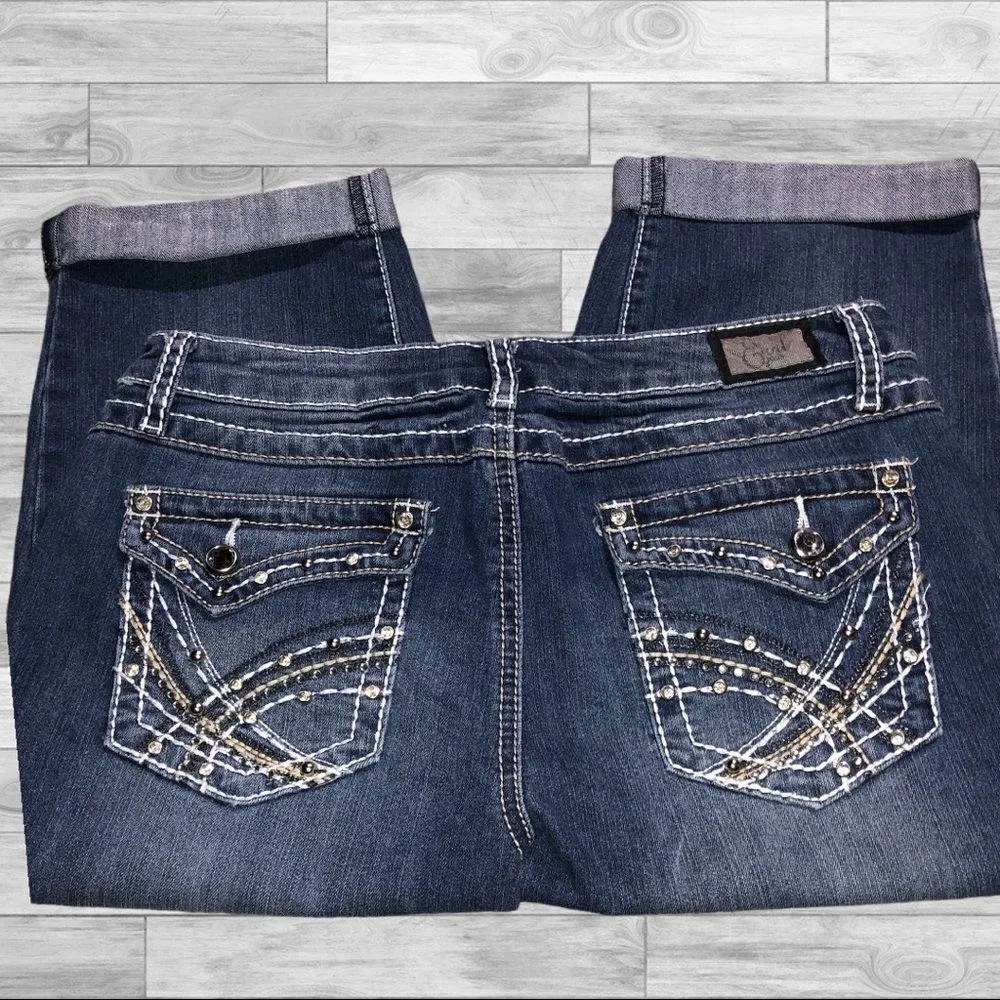 ! Earl cuffed capri jeans Nwot Blue Size 8 - Image 3