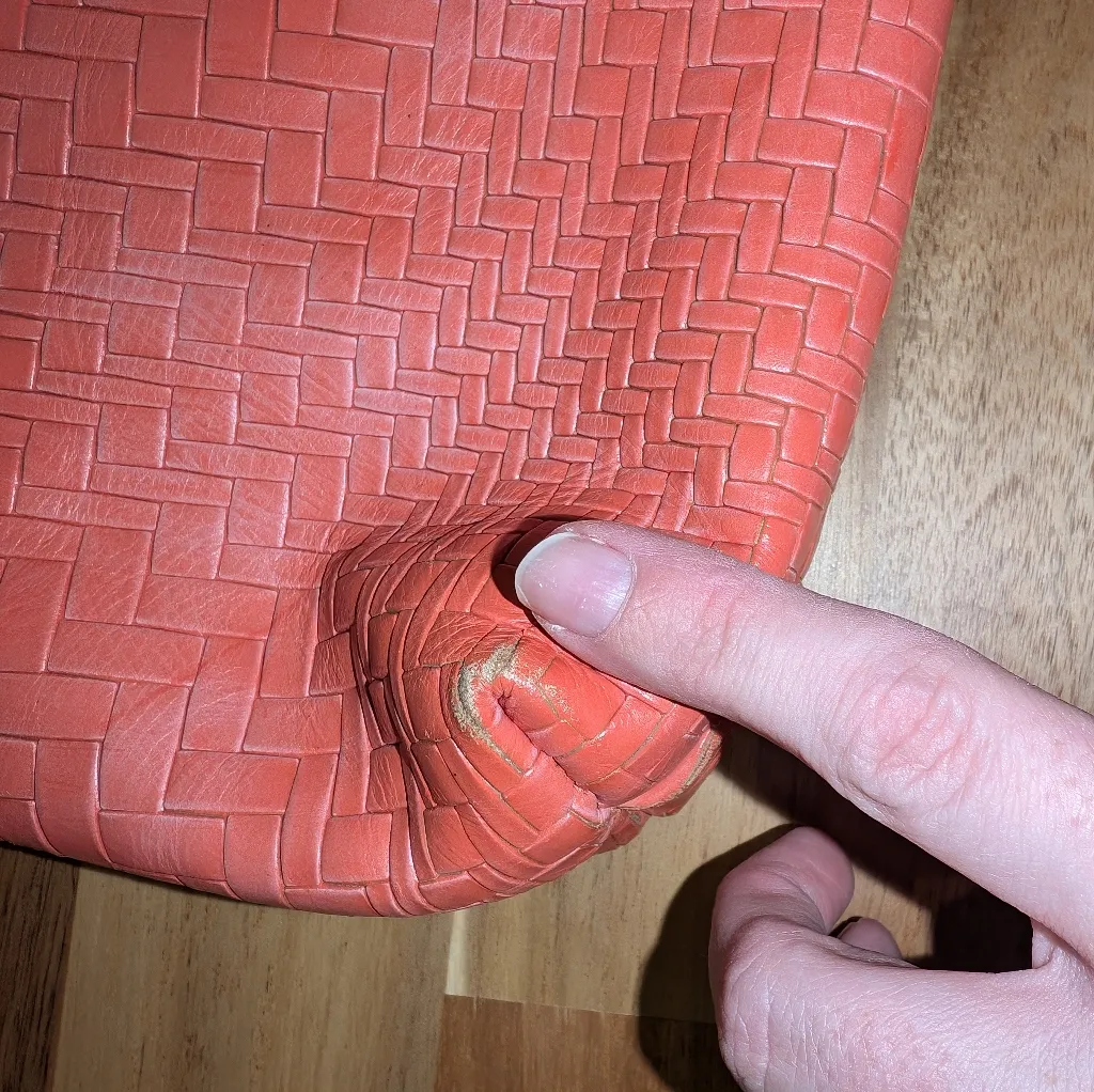 Patricia Nash Fold Over Leather Textured Clutch Burnt Coral - Image 6