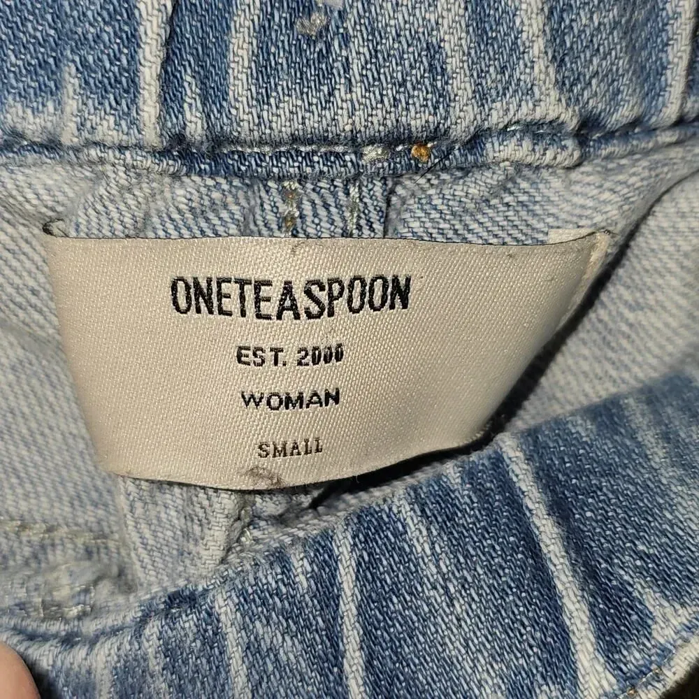 One Teaspoon  Womens Shabbies Drawstring Crop‎ Jeans Small - STAIN - Image 5