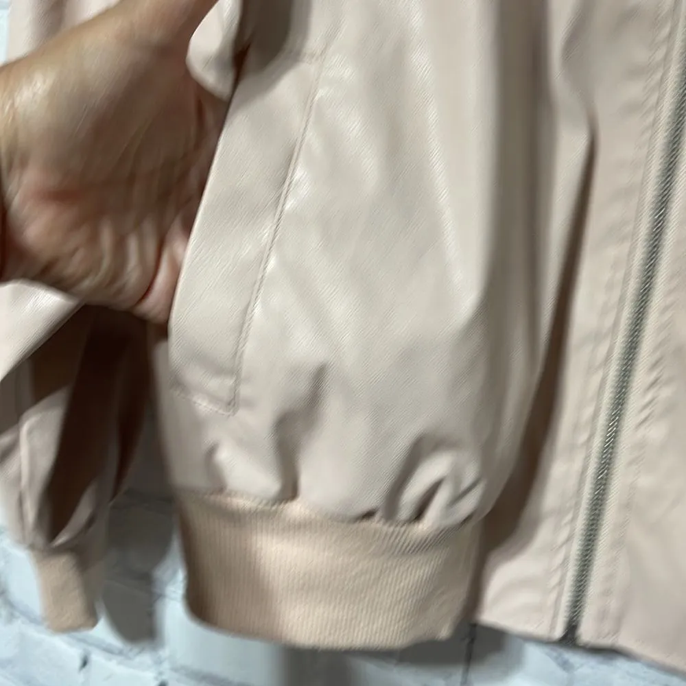 Nude Faux Leather Ligljzweight Zip Jacket Small - Image 5