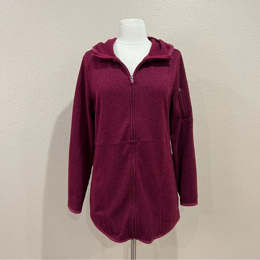 Tek Gear Heather Maroon Hooded Tunic Sweater Size Large - Image 10