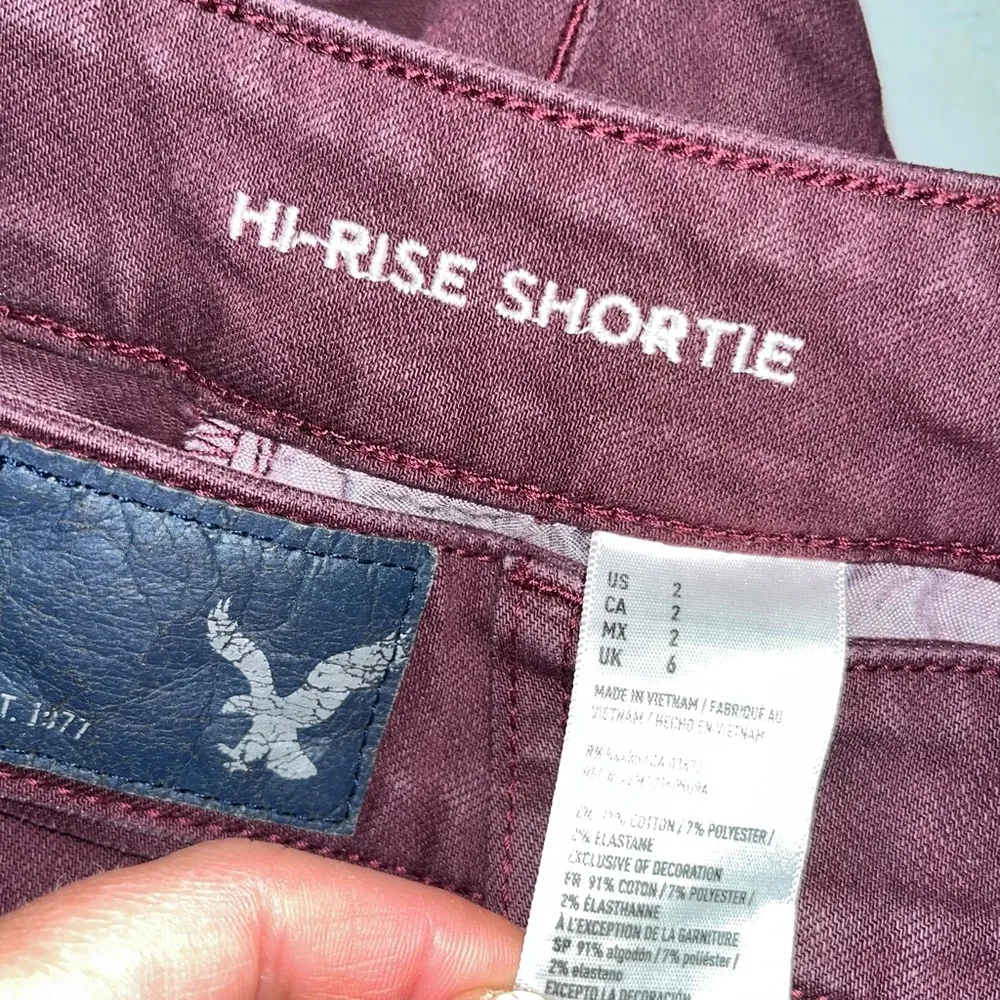 AEO Maroon Hi-rise Shortie Shorts - Image 6