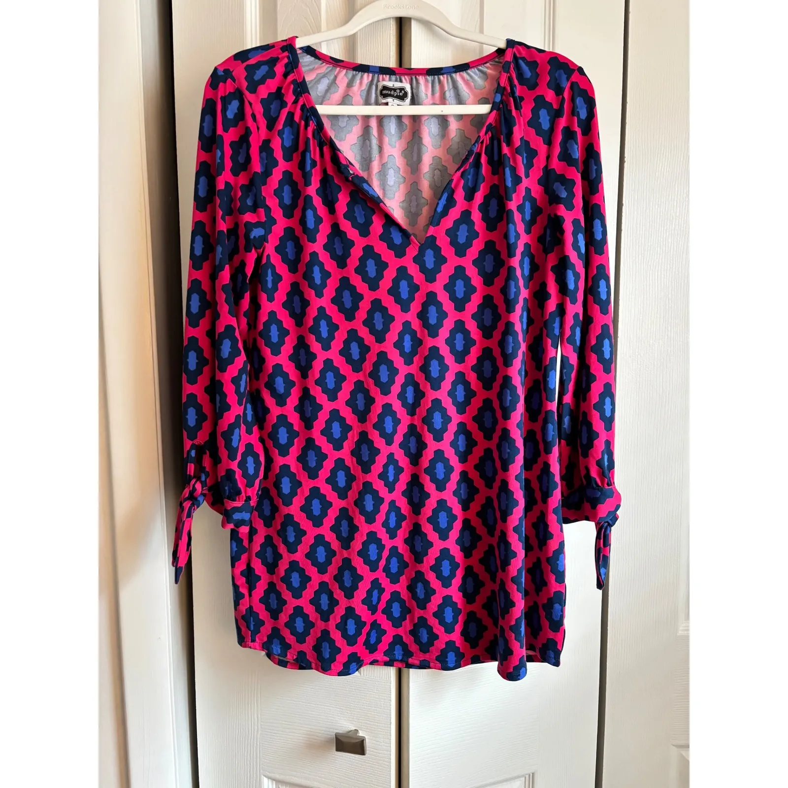 Mud Pie Oversized Geometric Tunic Top – Size Small (Fits Like Medium) - Image 3