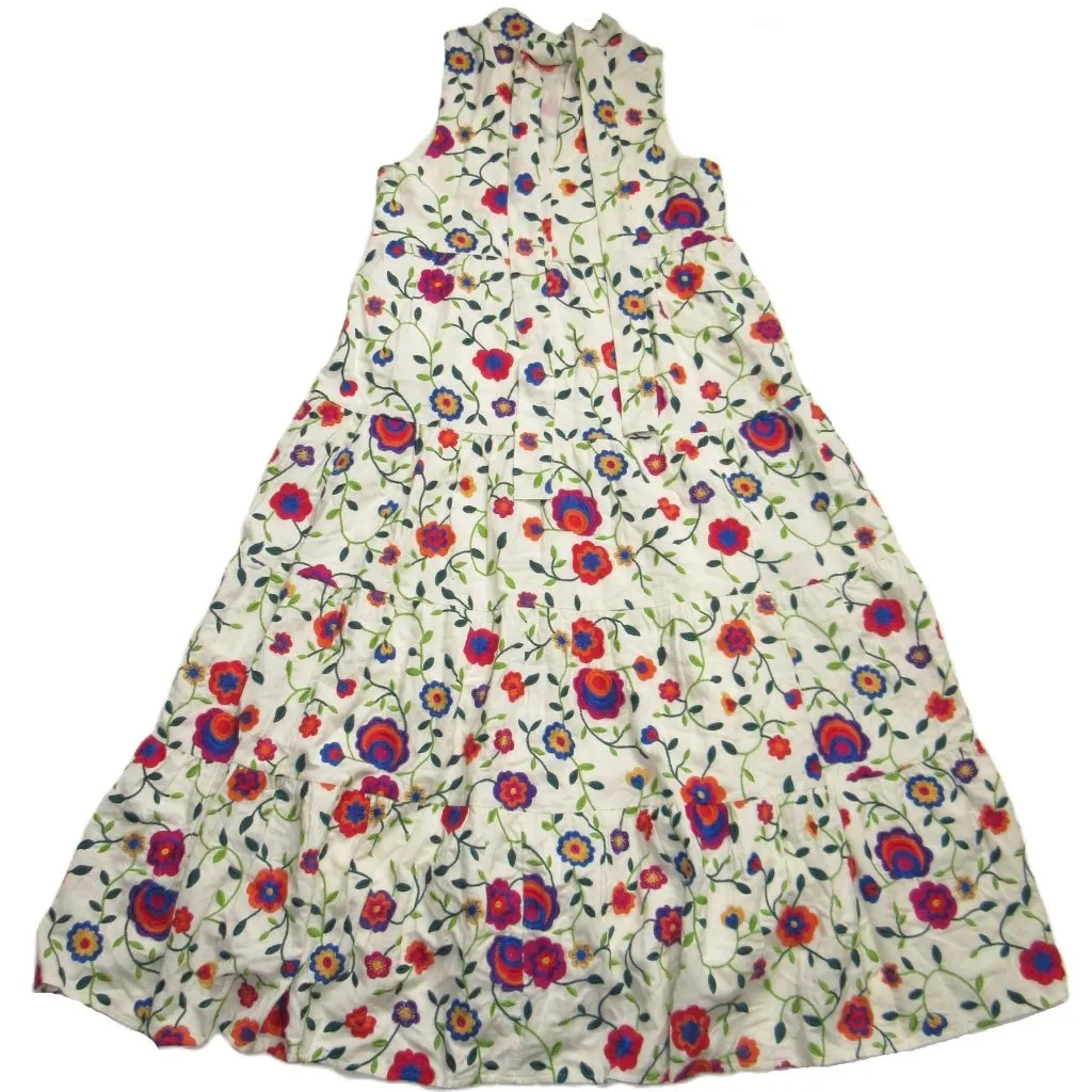 Sezane Olympia in Multicolor Embroidered Flowers Tiered Maxi Dress 40 / US 8 - Image 13