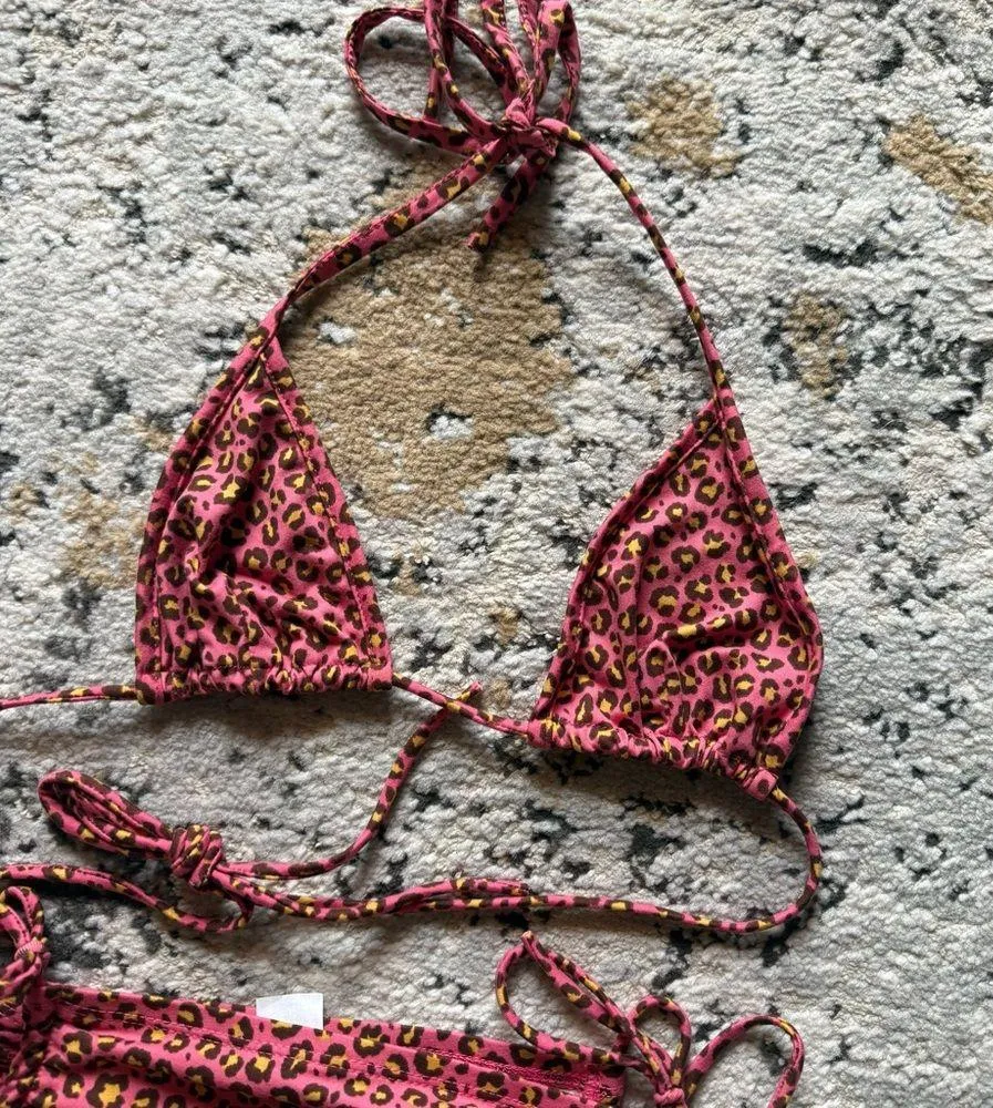 Leopard Print Halter Skirt Set Pink - Image 3