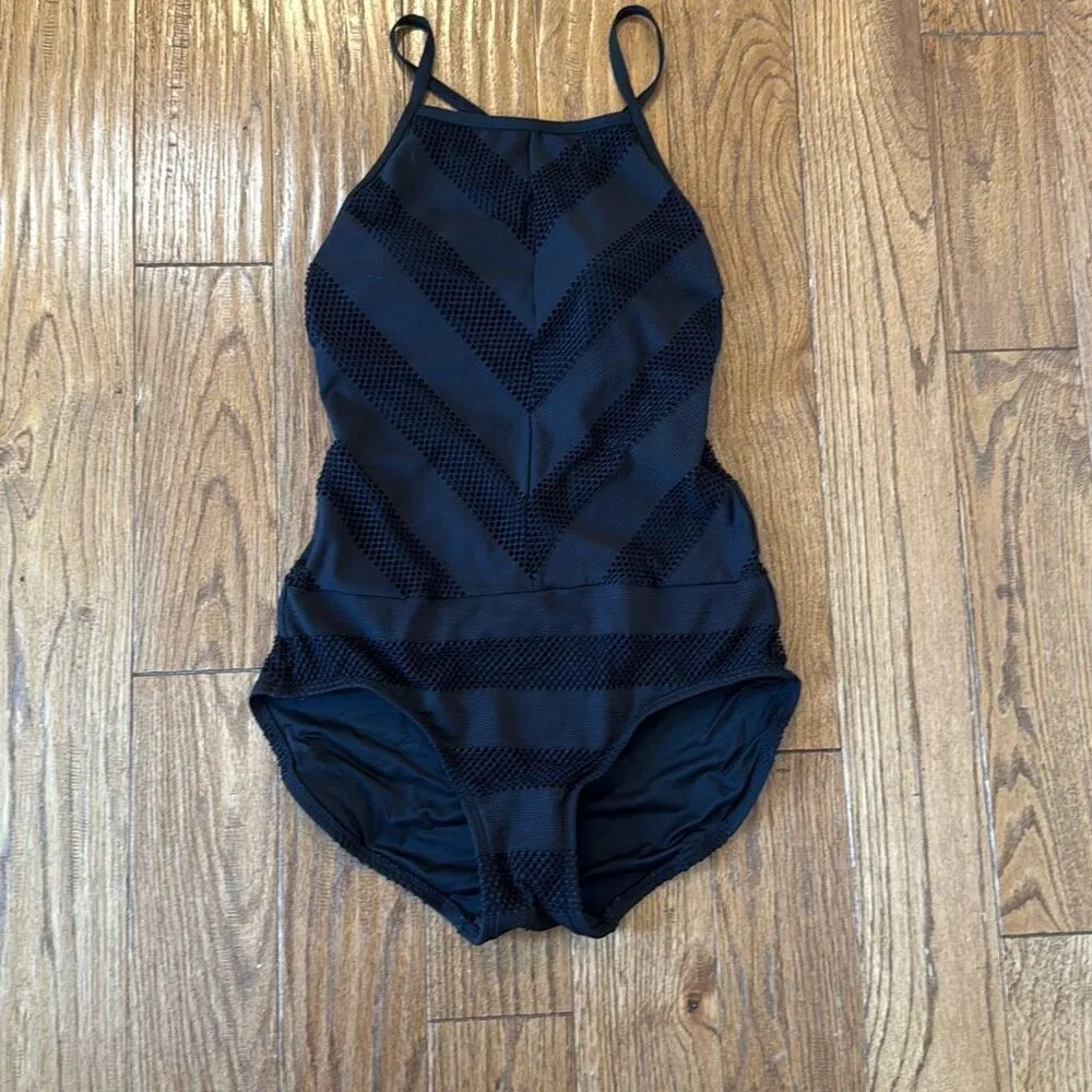 Calvin Klein  black mesh high neck cross back one piece suit 8 - Image 2