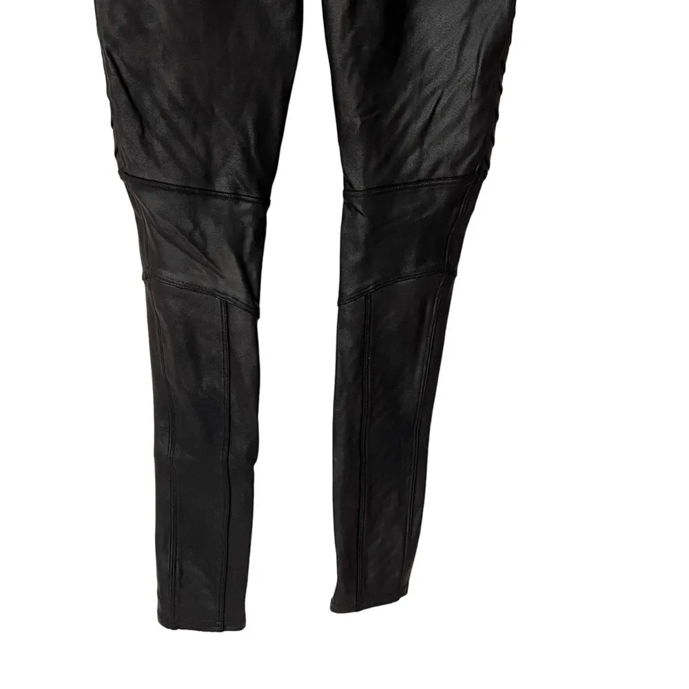 Black Faux Leather Moto Leggings XS Bikercore Shapewear - Image 5