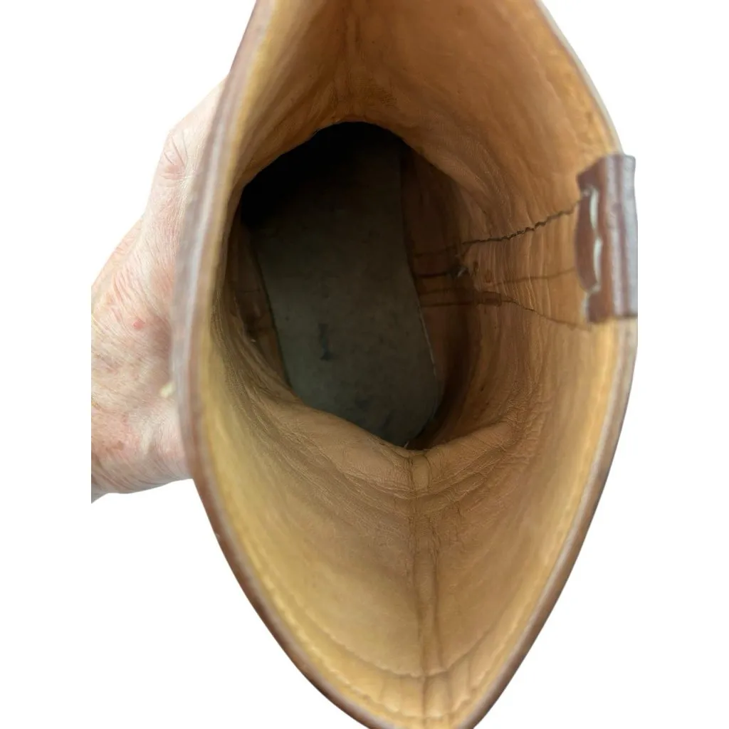 *Womens Kilim Moroccan Boots Size 8.5-9? Brown Leather Western Blanket Fabric - Image 11