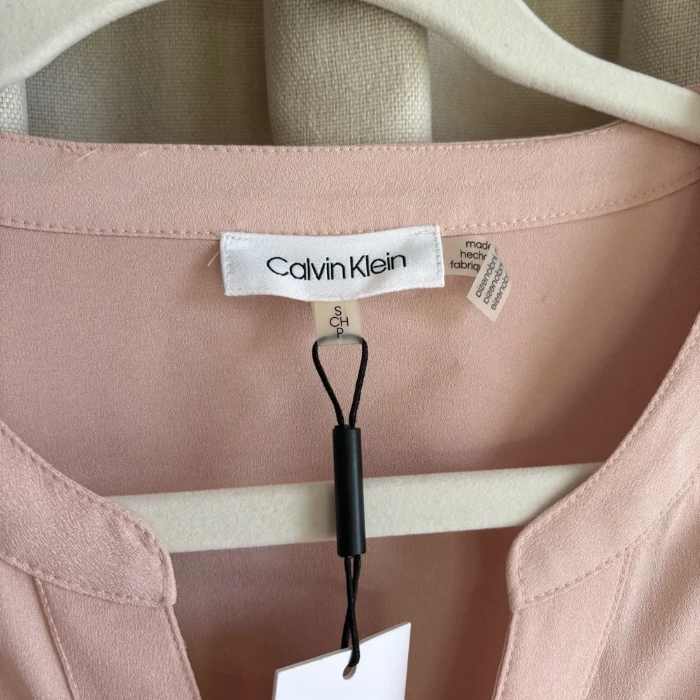 Calvin Klein light pink sheer button up blouse - Image 2
