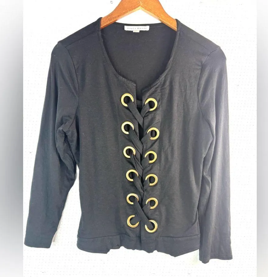 Haute Monde 1X Y2K Grommet Grunge Garage Top T-Shirt - Image 2