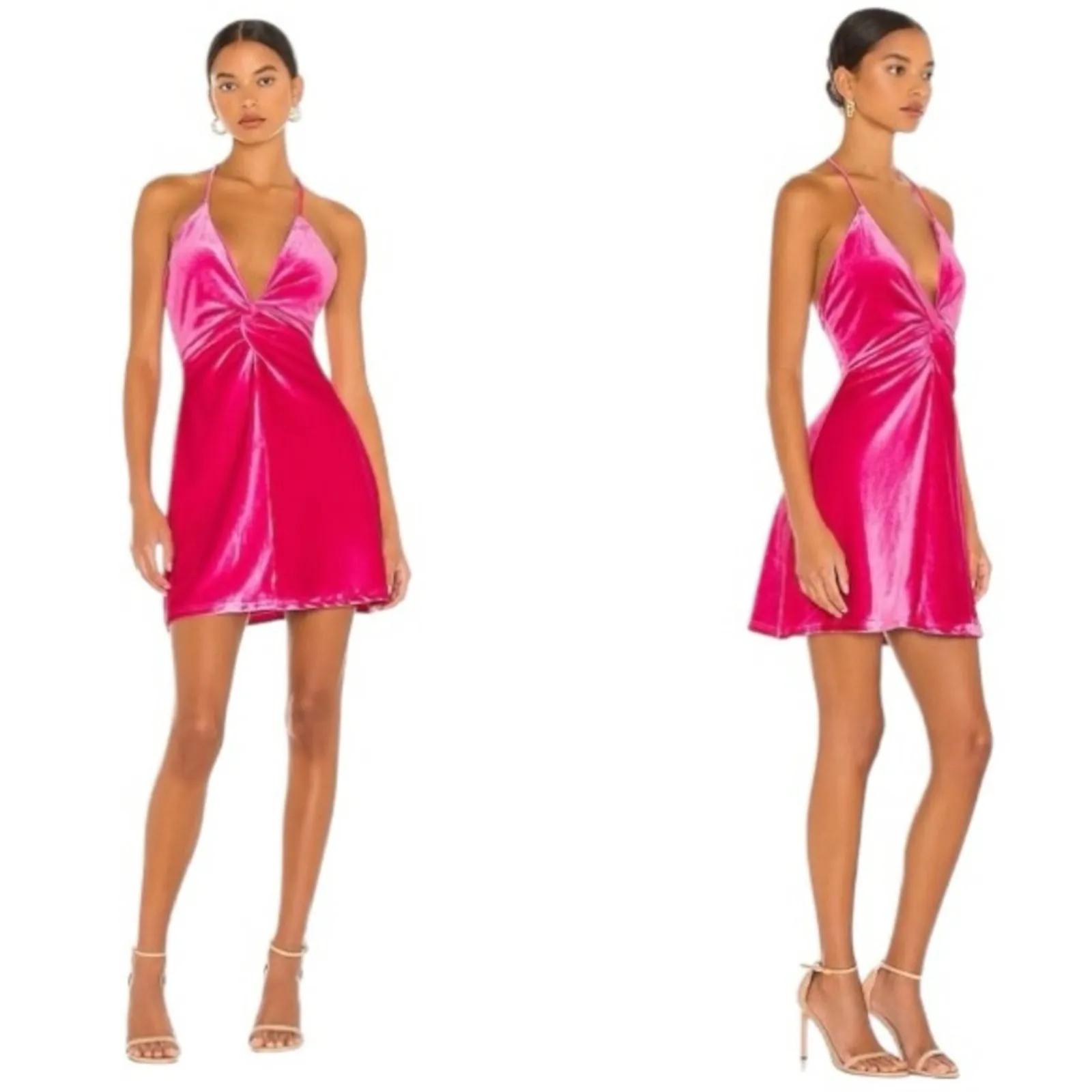 Revolve More To Come Kimmie Pink Velvet Mini Dress Sz M Barbiecore Party Size M - Image 15