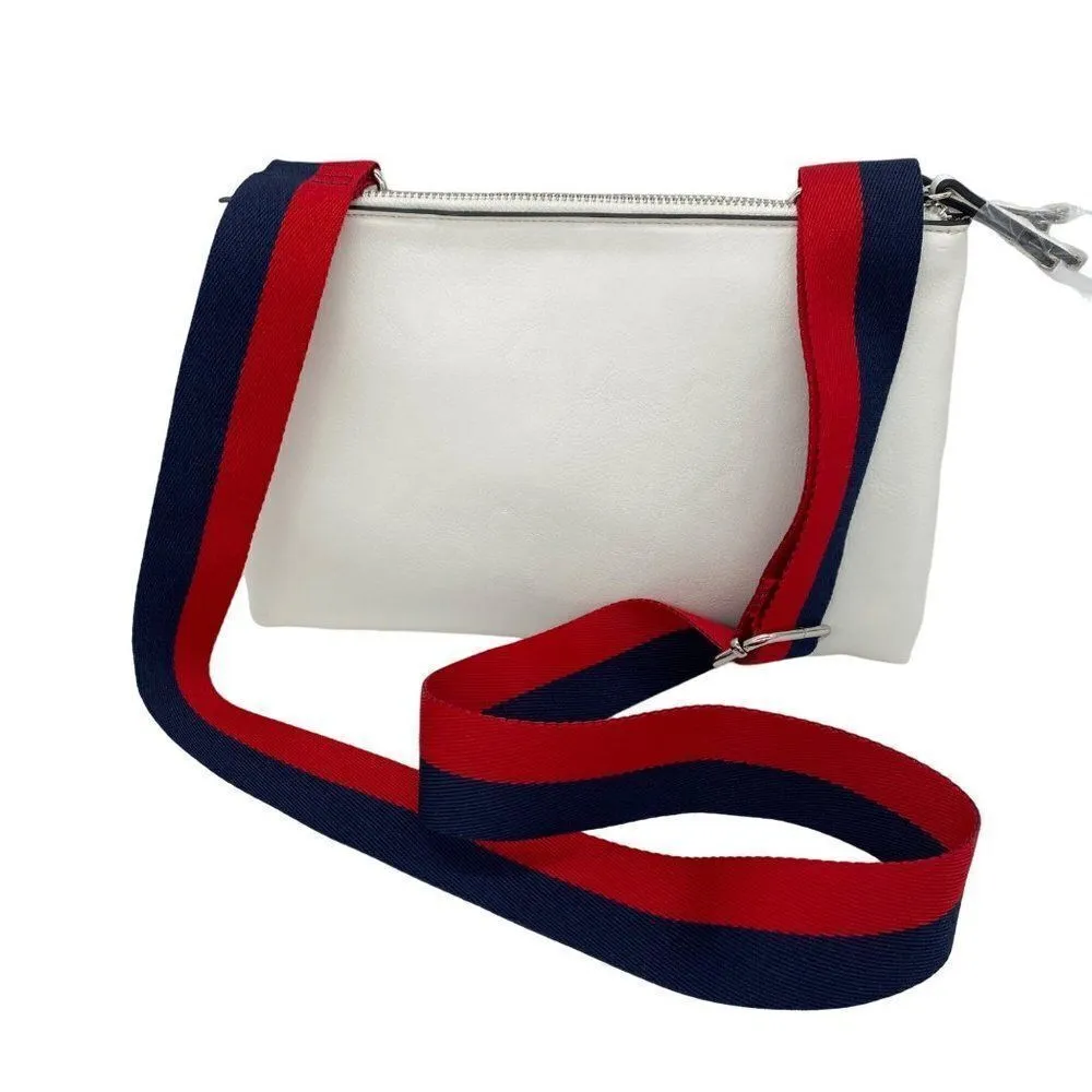 Alfani Miahh Web Strap Womens Crossbody Bag Double Zip Purse New - Image 6