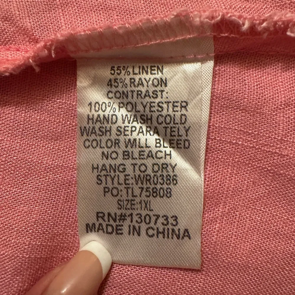 Umgee Blouse Womens 1XL Short Sleeve Pink Frayed Ruffled Cheetah Top Boho.   C42 - Image 11