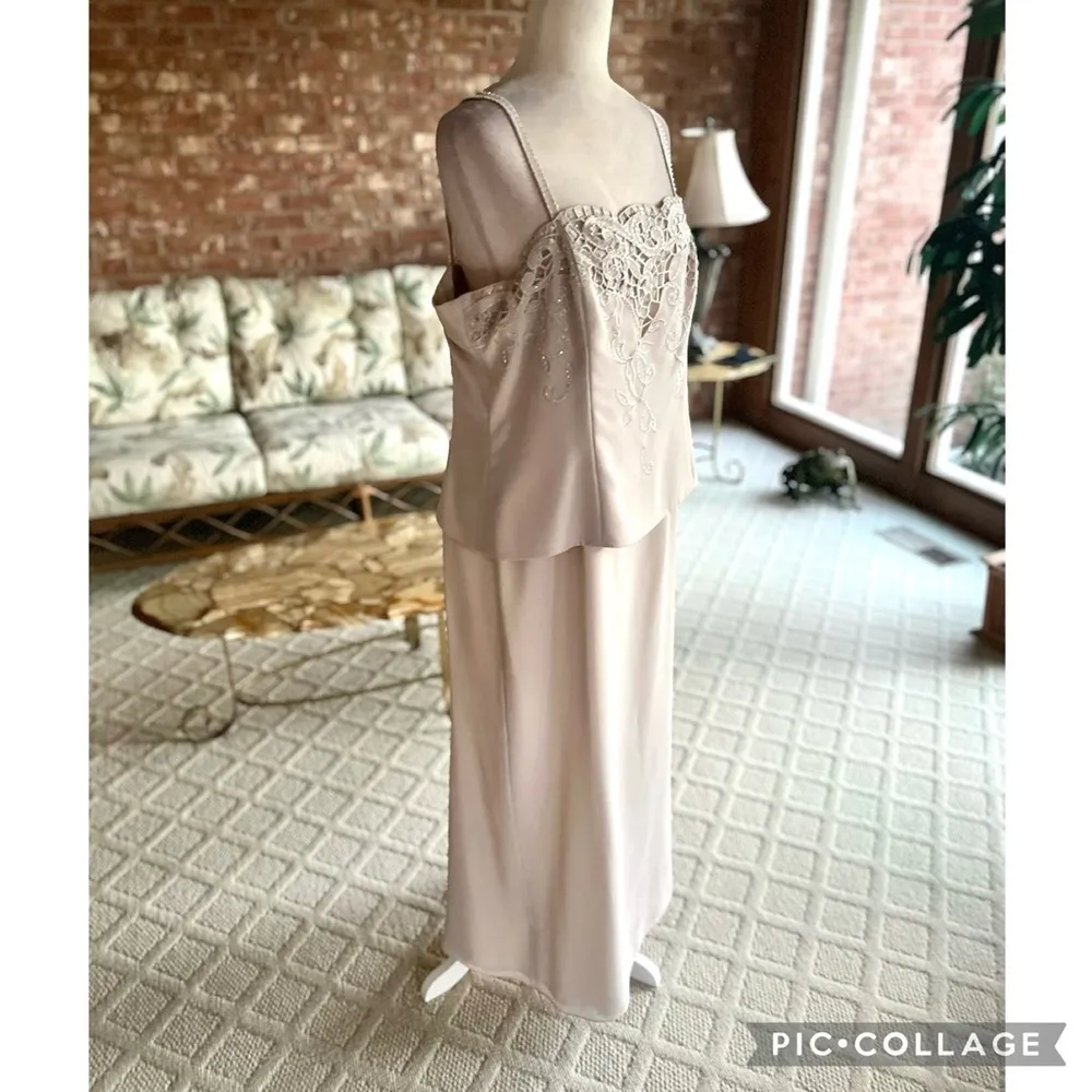 Karen Miller Dress Formal Long Beaded Taupe Beige 16 Cocktail Evening Occasion - Image 13