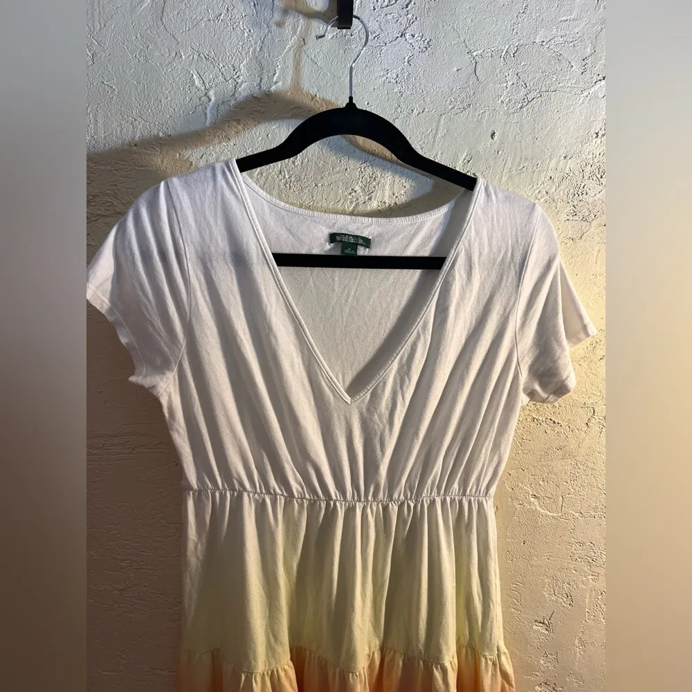Wild Fable White Orange Yellow summer dress v neck ruffles back to school beach - Image 3