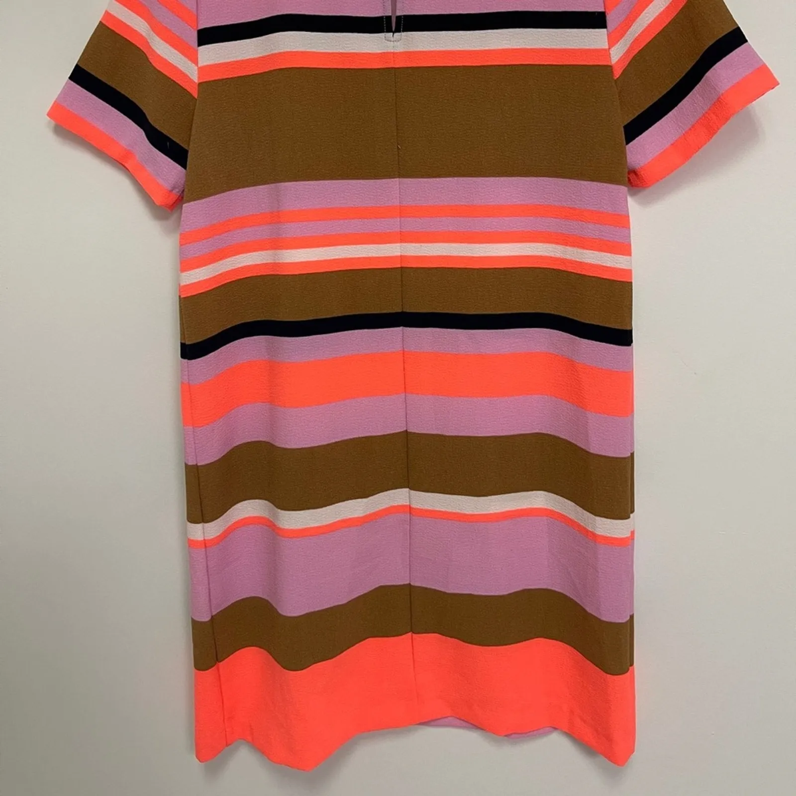 GIBSON LATIMER Dress Size Small Stripe Neutral Neon Navy Short Sleeve Mini - Image 4