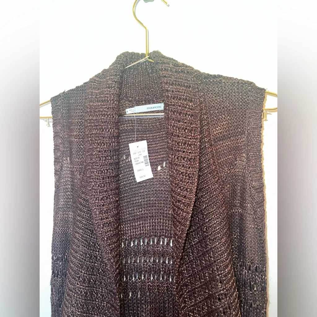 Maurices Open Front Knit Sleeveless Cardigan Vest NWT Size Small - Image 3