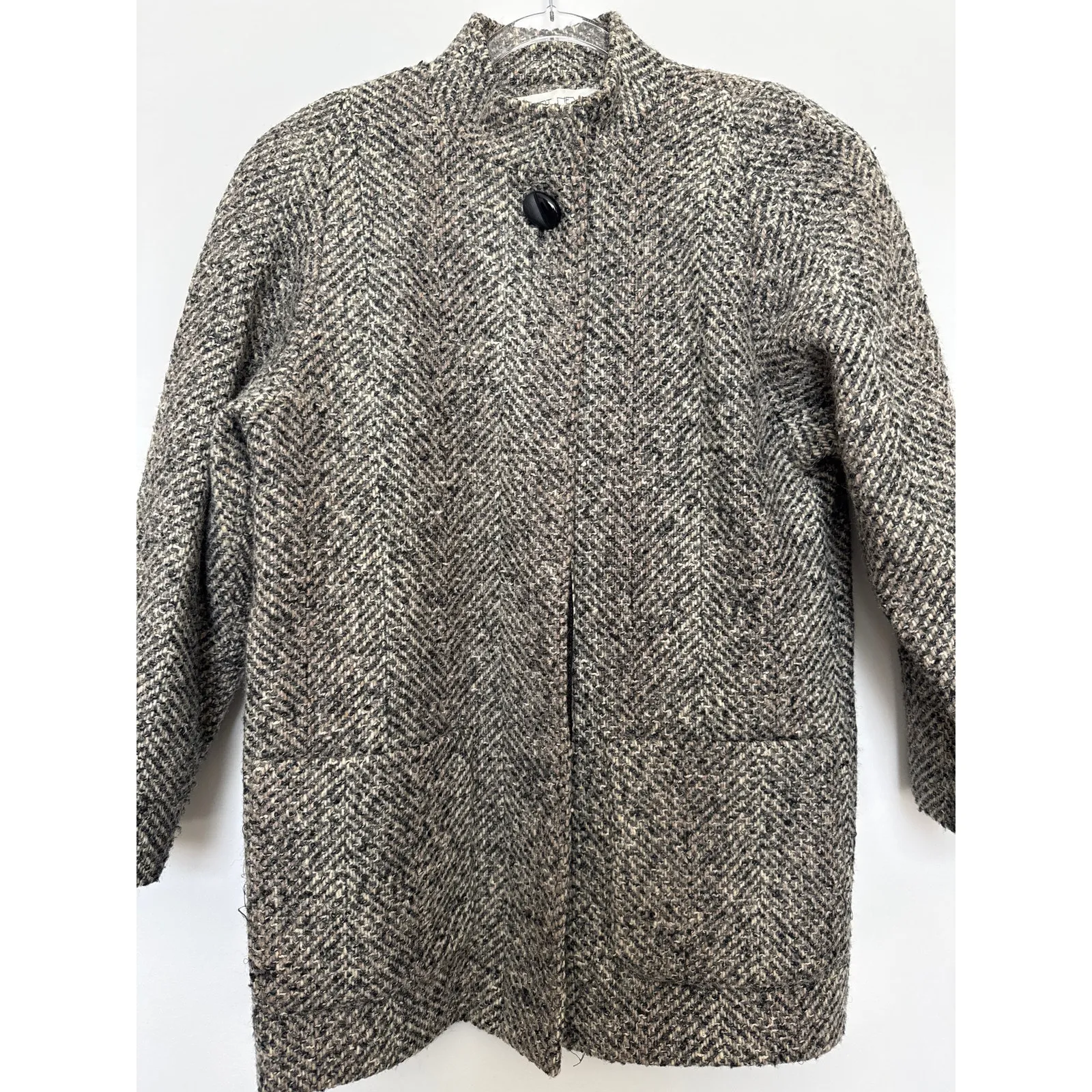 1970s Bert Newman petite tweed wool coat size Large Petite Gray - Image 7