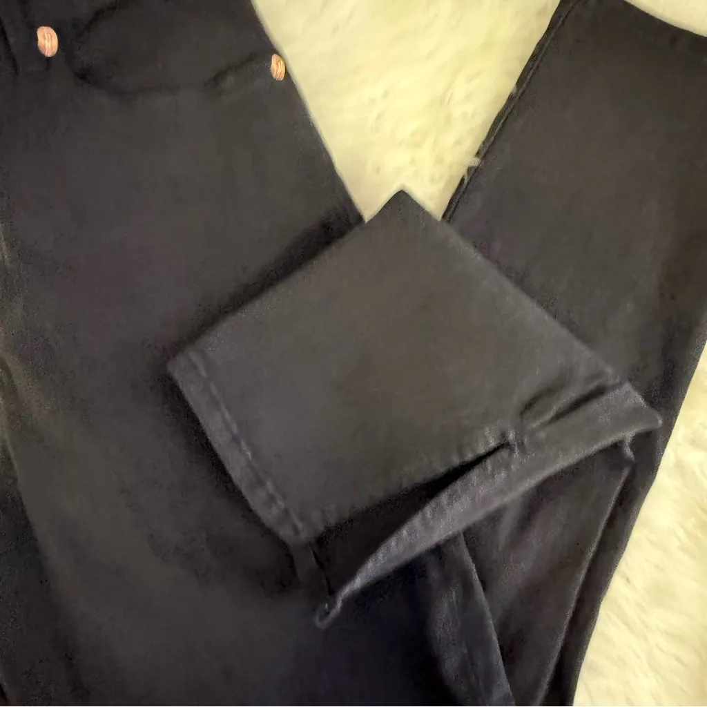 Good American Good Waist Crop Black Jeans Split Hem Rose Gold Size 8/29 - Image 6