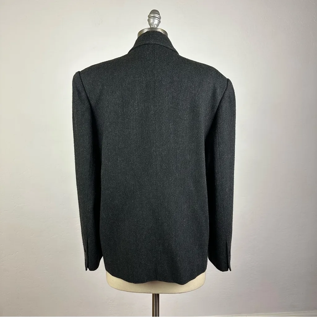 Anne Pinkerton Herringbone Wool Blazer Gray Size 8 - Image 7