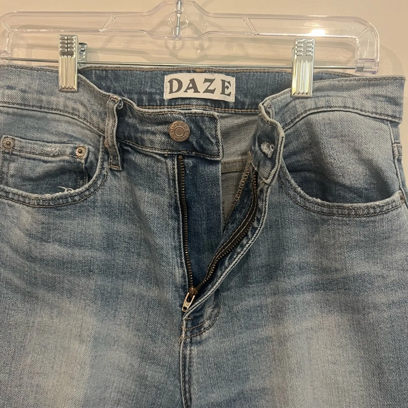 Daze Jeans Women 28 Blue High Rise distressed crop light wash cotton pant zip - Image 5