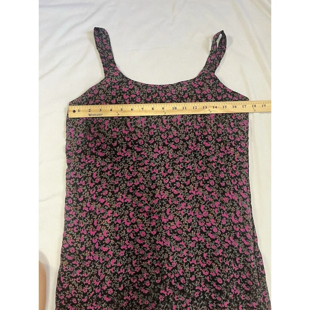 Vintage Dainty Floral 100% Silk Tank Maxi Dress Sz Medium Fashion Fuse Goth 90s - Image 5