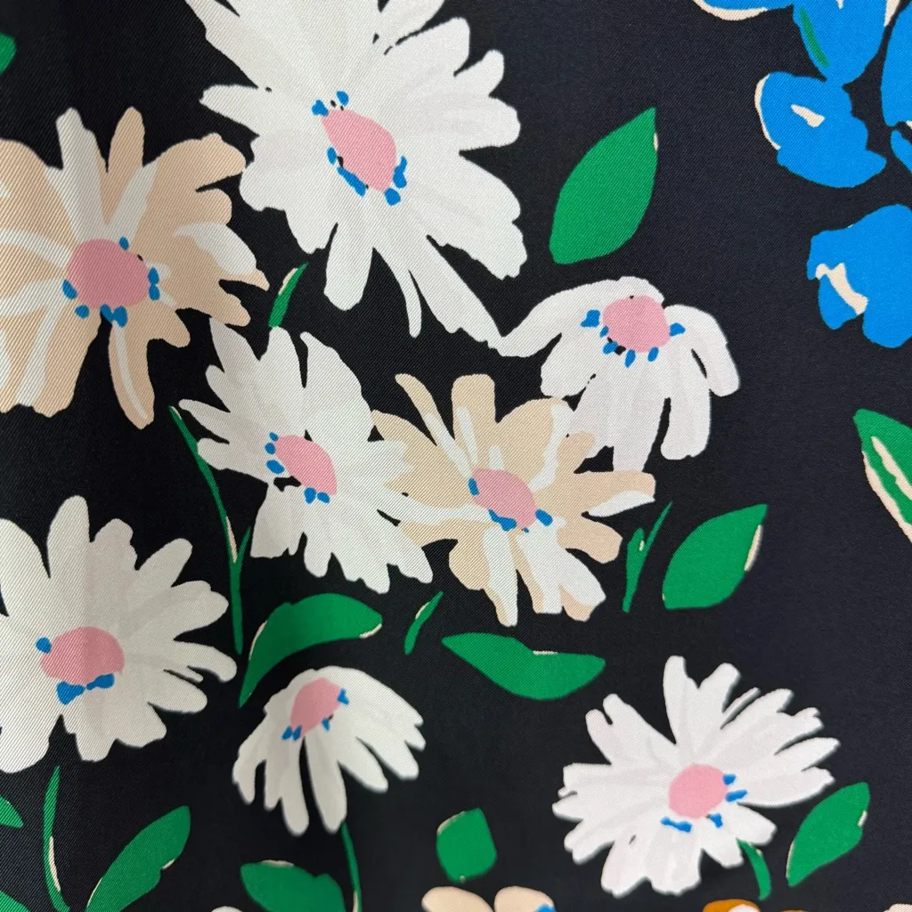 Kate Spade Silk Twill Meadow Floral Sheath Mini Dress In Black Multicolor Size 4 - Image 14