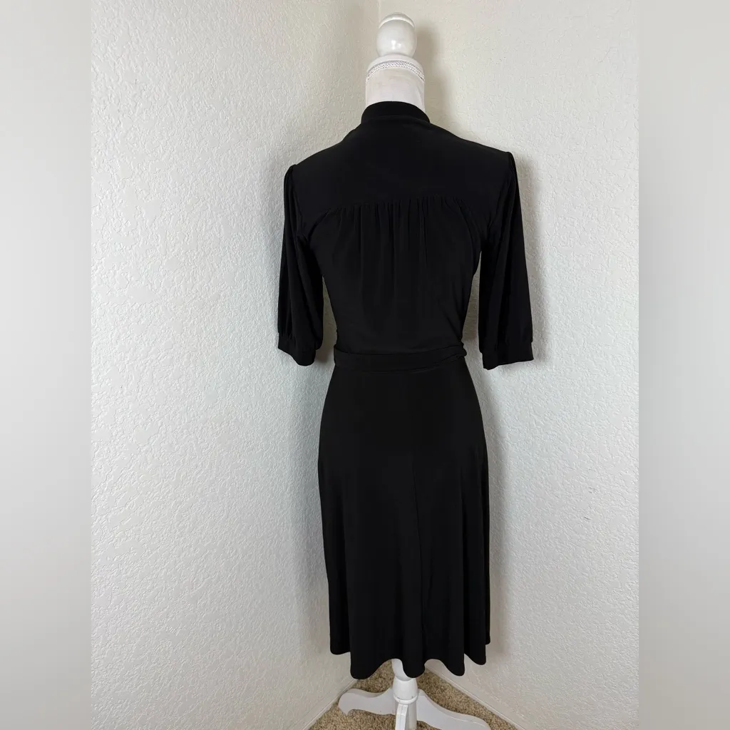 Laundry by Shelli Segal‎ Black Faux Wrap Dress Stretch size 6 - Image 5