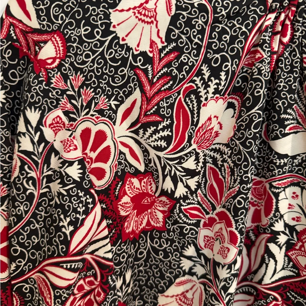 Lane Bryant Gathered Ruffle V Neck Popover Shirt Red Multi Floral Size 22/24 3X - Image 9