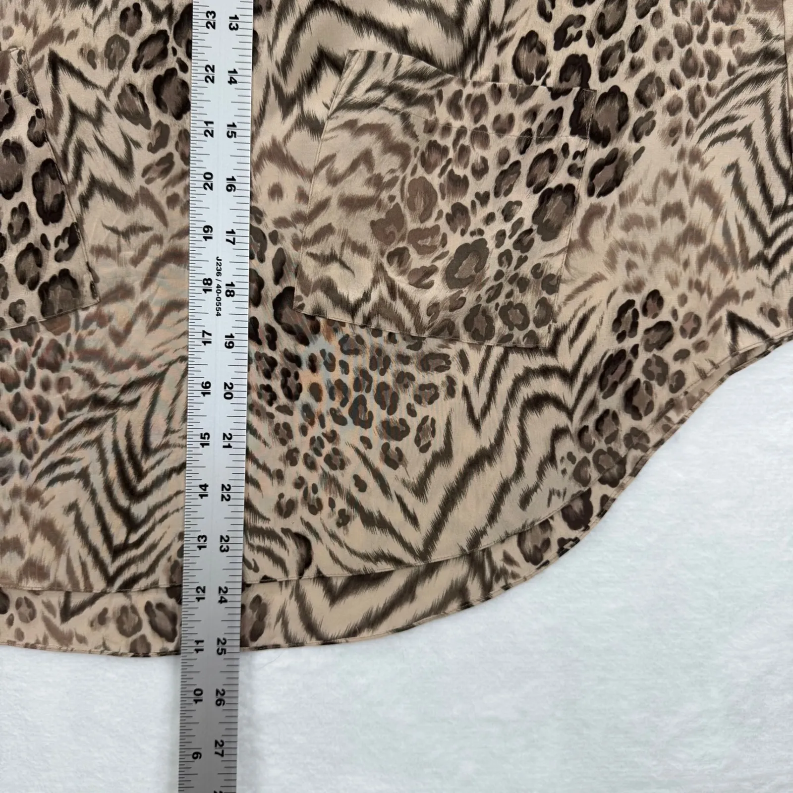 Rebecca Taylor Size 2 Silk Leopard Tiger Print Long Sleeve Tie Neck Blouse READ - Image 10