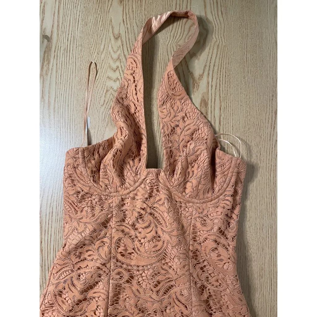 New Womens Bardot Lacey Halter Dress Underwired Copper Color size Xs - Image 4