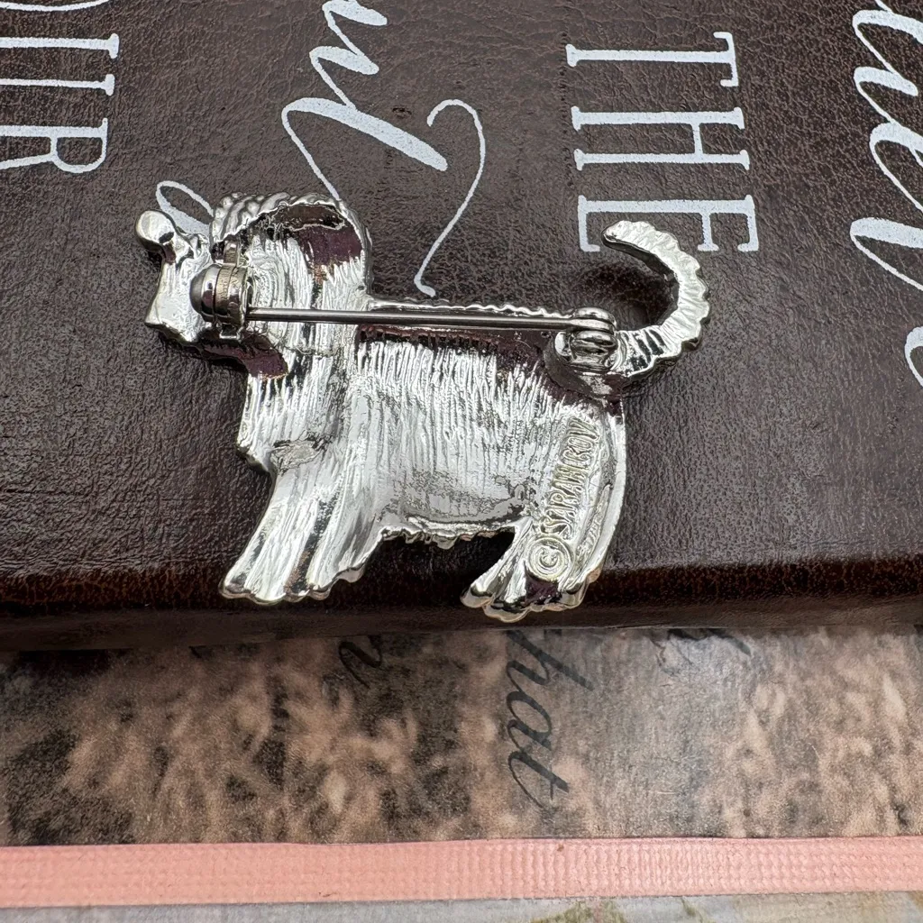 Sarah Coventry Terrier Dog Brooch Silver Tone Vintage Pin - Image 3