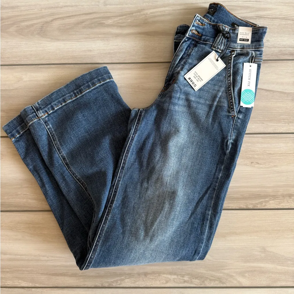 JUDY BLUE Baylor High Rise Button Detail Wide Leg Jean Size 3/26 NWT STITCH FIX - Image 4