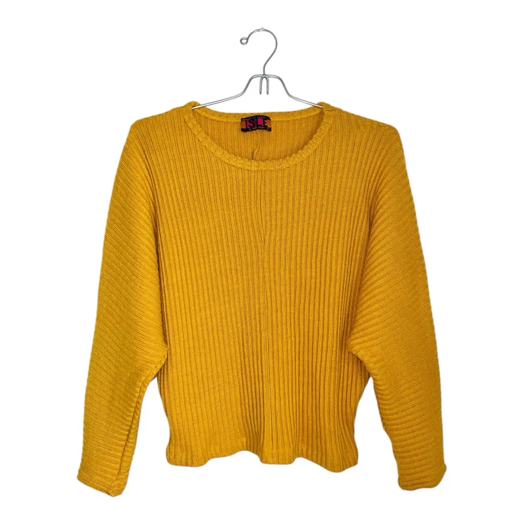 Isle by Melis Kozan Ribbed Batwing Sweater Mustard Yellow Dolman Sleeve Sz Small - Image 9