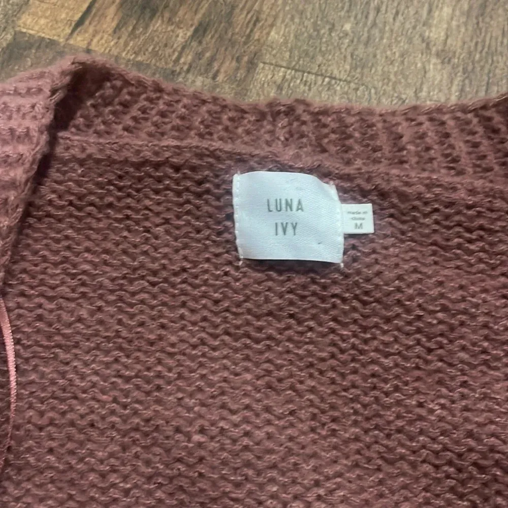 Luna Ivy Pink Open Cardigan Pink with Cherry Details Size M - Image 9