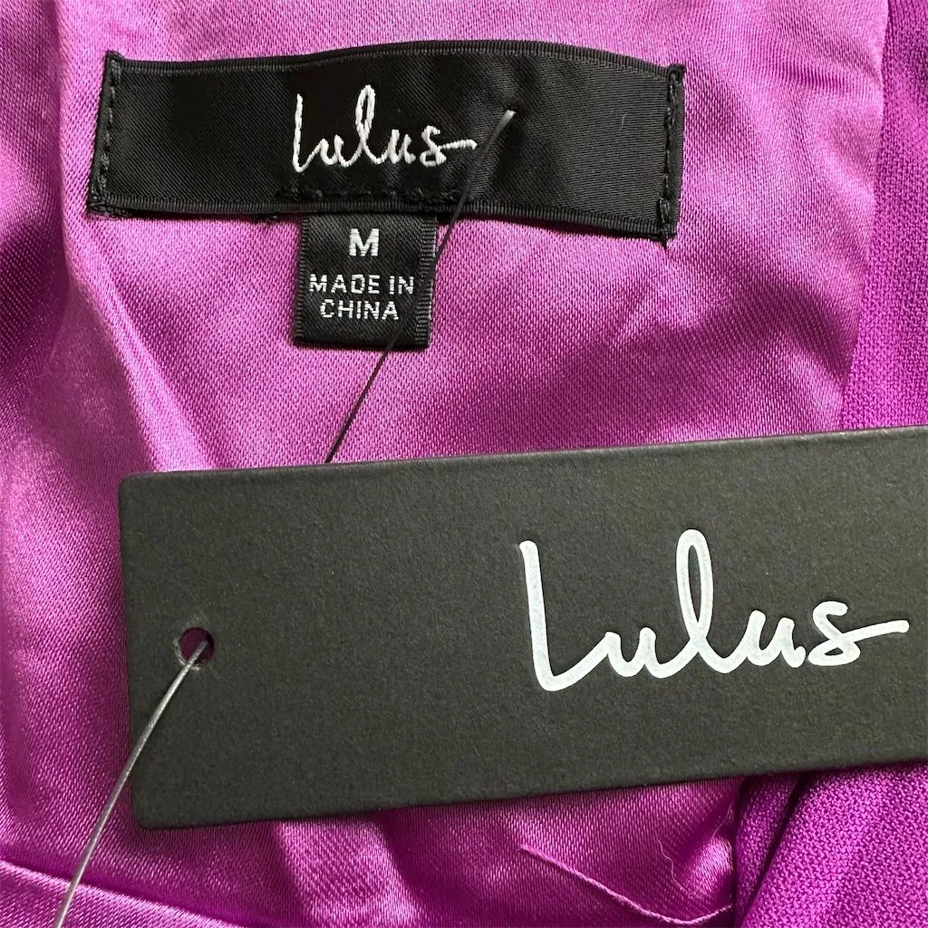 NWT Lulus Women's Chic Allure Purple Satin Lace-Up Mini Slip Dress Size M - Image 7